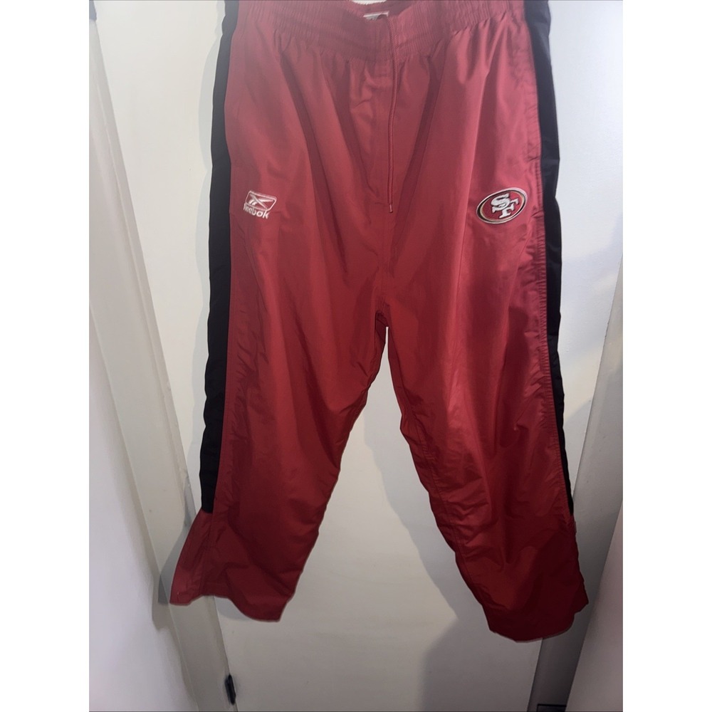 Vtg Y2K Reebok NFL 49ers Sz XL Track Pant & Mock Neck Top Red Black Spellout - Picture 13 of 16